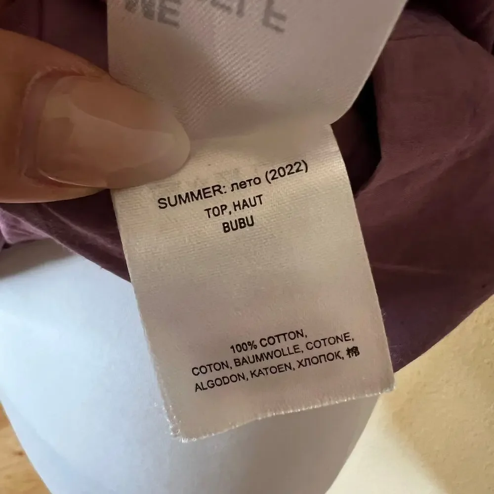 Essentiel Antwerp Bubu Elasticated Ruffle Top Dirty Purple cotton WOMENS 36 US 4